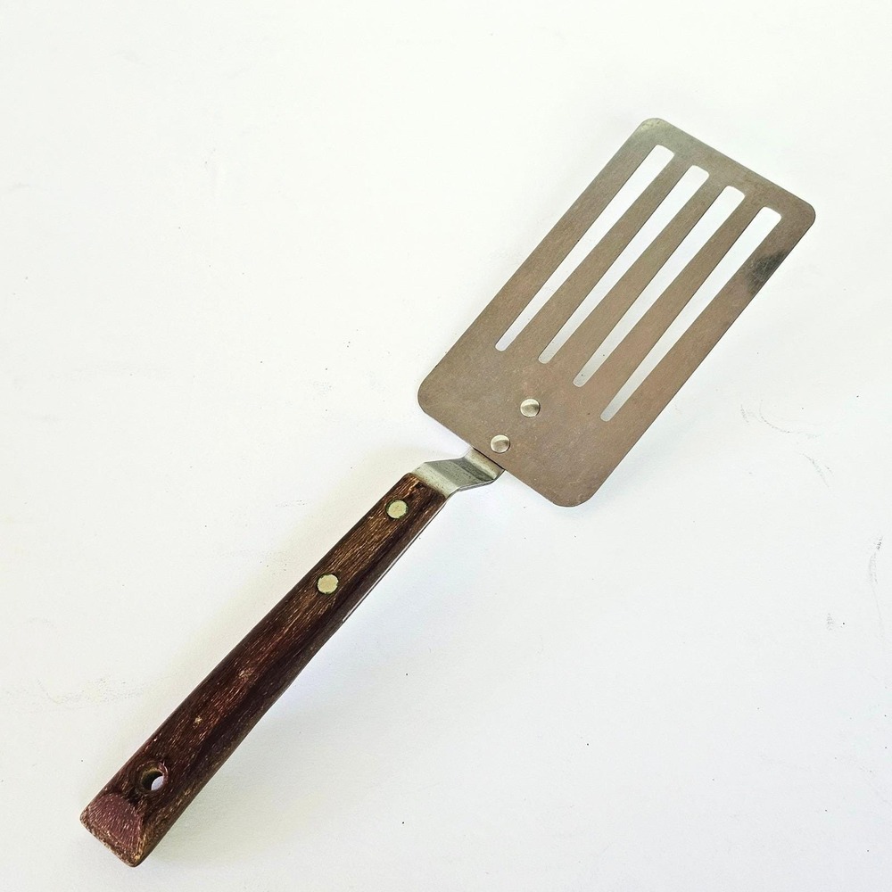 Vintage Prestige Spatula Stainless Steel Wood Handle Made in England Farmhouse
